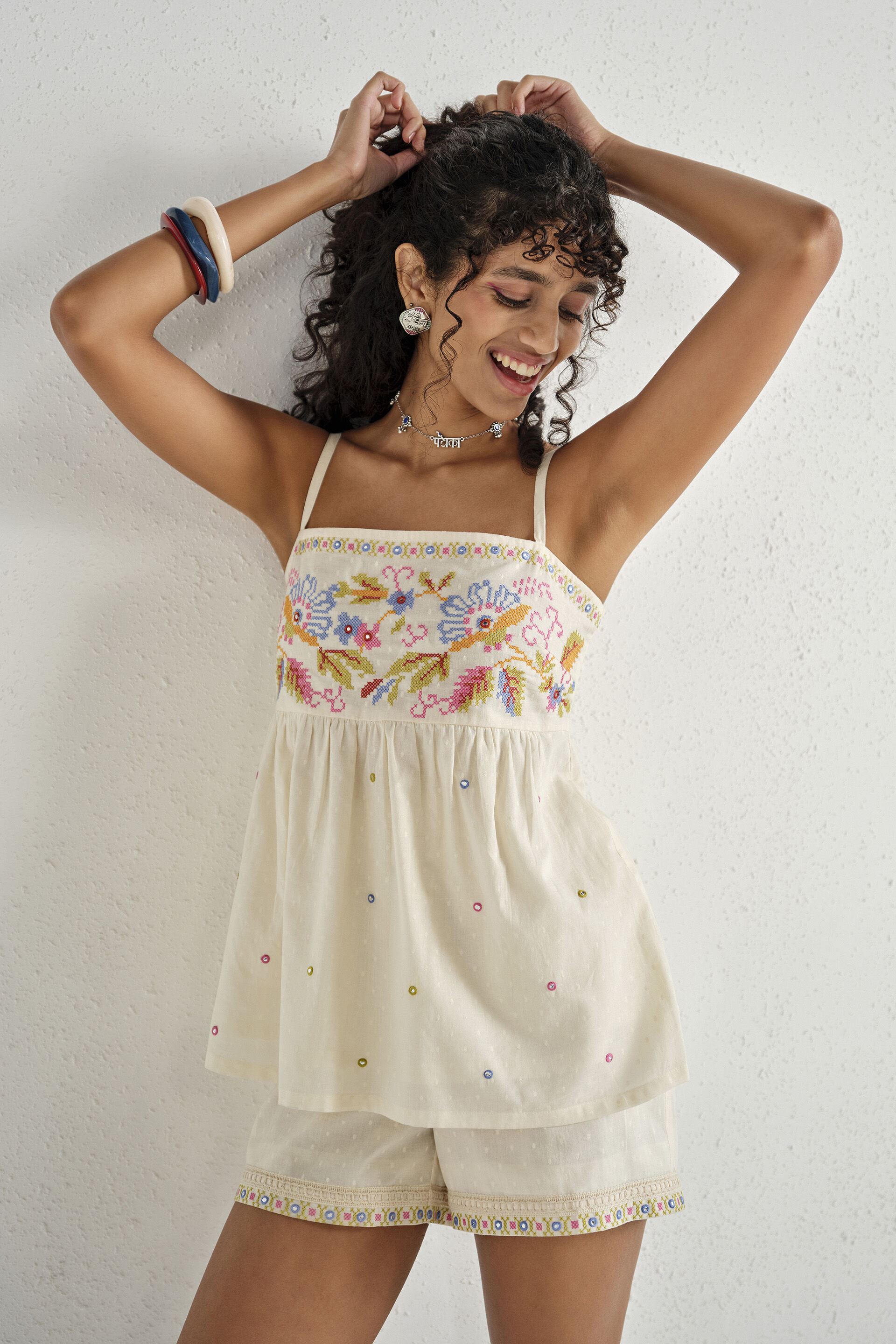 Imara Embroidered Off-White Co-ords